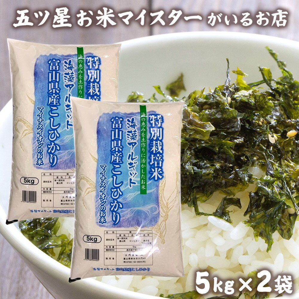 人気ランキング第36位「五ツ星お米マイスター大門食糧」口コミ数「6件」評価「4.83」令和5年産 米 富山県産 こしひかり海藻アルギット米 10kg お米ギフト 精米 分づき米 コシヒカリ 白米 5kg×2袋 祝い 引っ越し 挨拶 贈り物 プレゼント 食べ物 名入れ のし対応 入学祝い 就職祝い お米 令和5年