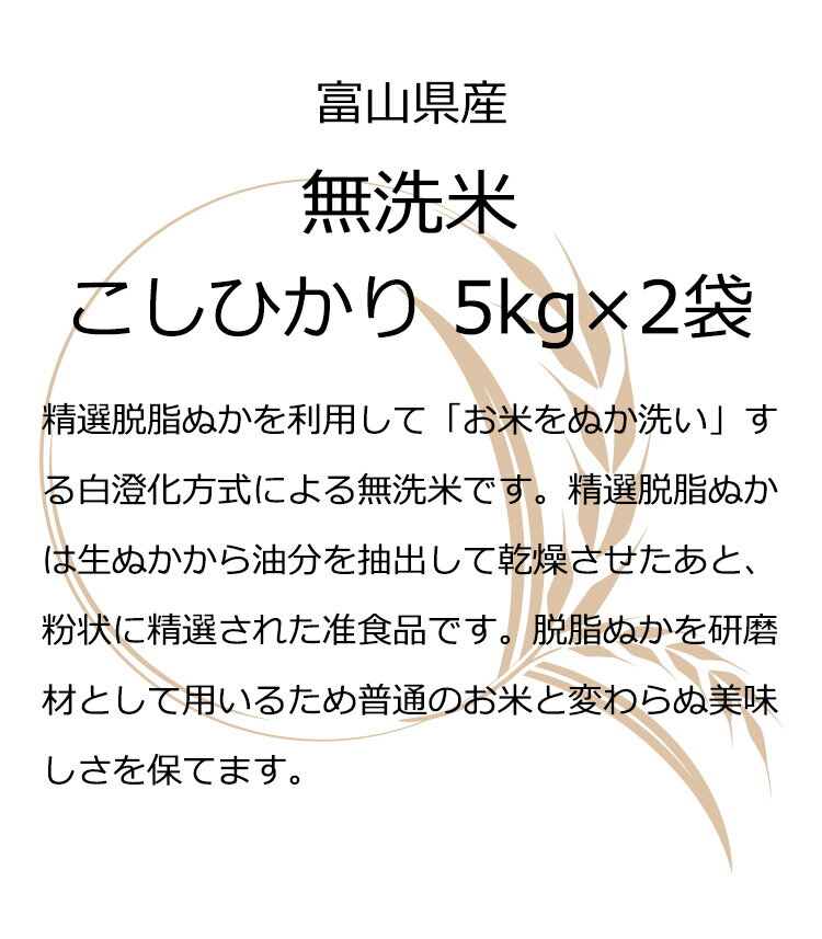 令和7年産 米 富山県産 無洗米こしひかり 10kg 令和7年 精米 コシヒカリ 白米 5キ...