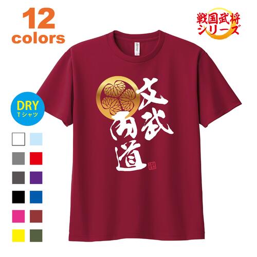 ドライ Tシャツ 半袖 徳川家康 とくがわいえやす 文武両道 戦国武将 家紋 侍 武士 武将 漢字 メッシュ オリジナル イメージ デザイン プリント メンズ レディース 子供 キッズ イラスト ビック BIG 大きいサイズ