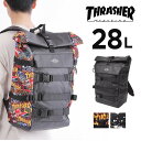 パックパック rucksack リュックサック 撥水加工 THRASHER マルチ 旅行 普段使い スポーティー スケターシンプル 黒リュック 黒 ネーム スラッシャー 部活 ジム リュック 泊り ビジネス アウトドア 10代 20代 30代 男 女 ユニセックス 28L