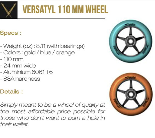 Versatylフリースタイルスクーター用ホイール1個(ベアリング付き) キックボード・キックスケーター Versatylフリースタイルスクーター用ホイール1個(ベアリング付き) キックボード・キックスケーター