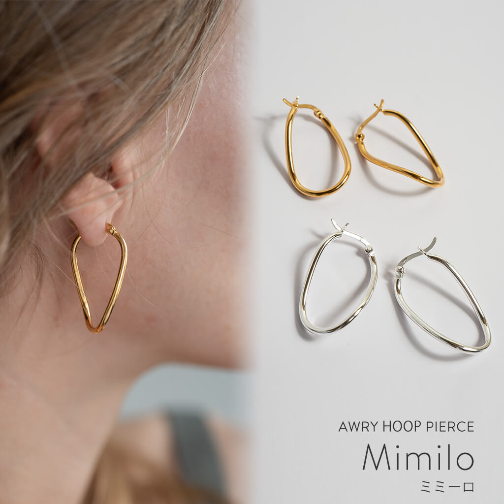 レディース ピアス フープピアス 【Mimilo ミミーロ】 金属アレルギー 対応 18k仕上げ 大きめ ラウンド ピアス シンプル シルバー925 大ぶり 18k ゴールド仕上げ Silver925 ピアス 両耳用 カジュアル おしゃれのサムネイル