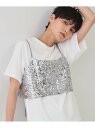 《ツインセット》スパンコールキャミ*Tシャツ【洗濯機洗い可】 OPAQUE.CLIP オペークドットクリップ トップス アンサンブル シルバー ブラック ネイビ...
