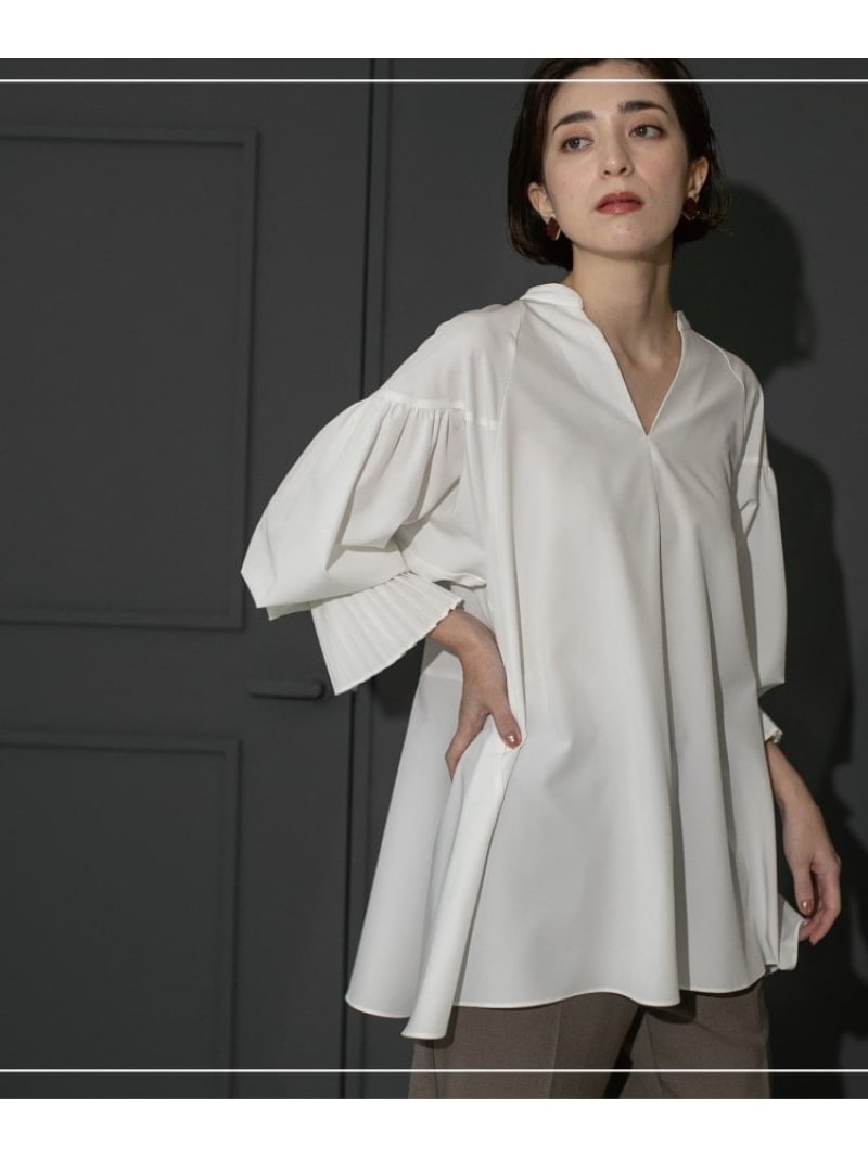 【SALE／50%OFF】プリーツキャンディスリーブブラウス OPAQUE.CLIP オペークドットクリップ トップス シャツ・ブラウス ネイビー ブラック ホワイト【RBA_E】[Rakuten Fashion]のサムネイル