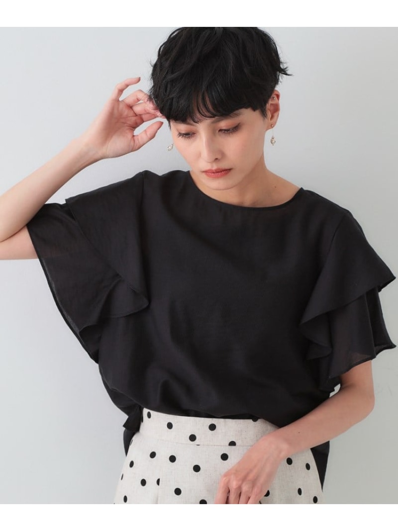 【SALE／40%OFF】フリルスリーブブラウス【洗濯機洗い可】 OPAQUE.CLIP オペークドットクリップ トップス シャツ・ブラウス ピンク ブラック ブラウン【RBA_E】[Rakuten Fashion]のサムネイル