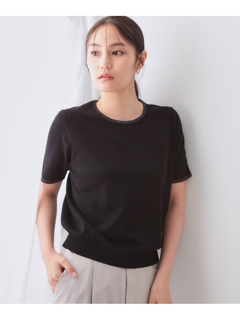 【SALE／40%OFF】配色ラメニット/アンサンブル対応【洗濯機洗い可/抗ピル】 OPAQUE.CLIP オペークドットクリップ トップス ニット オレンジ ブラック ベージュ【RBA_E】[Rakuten Fashion]のサムネイル