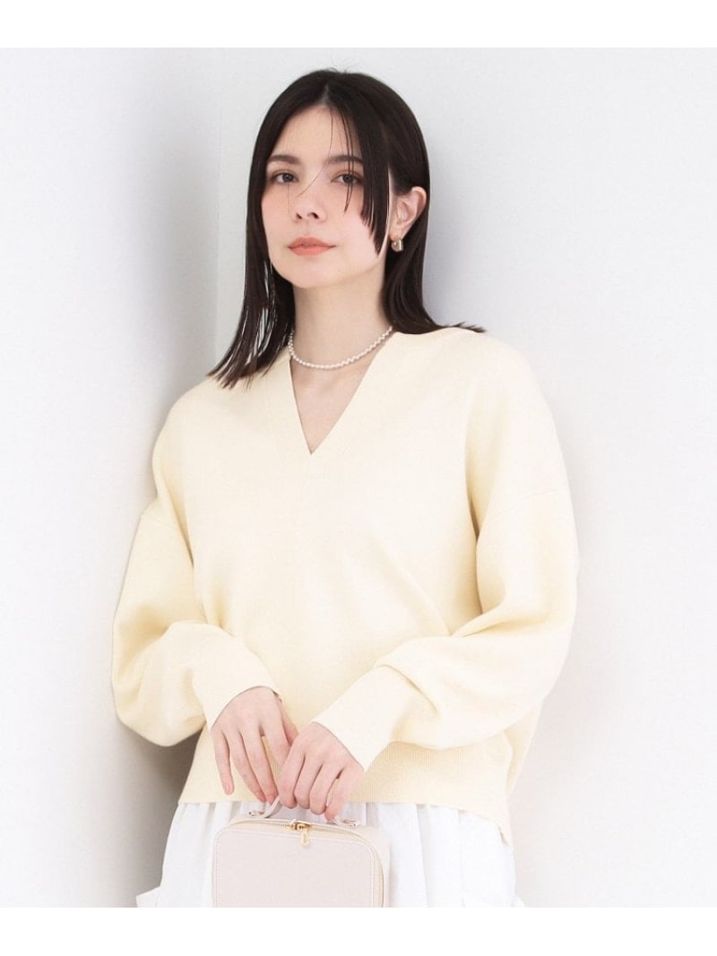 樂天商城 - 【SALE／60%OFF】キーネックデザインニット【洗濯機OK】 OPAQUE.CLIP オペークドットクリップ トップス ニット グレー ホワイト レッド【RBA_E】[Rakuten Fashion]