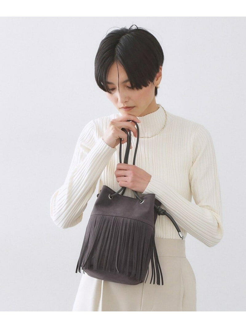 樂天商城 - 【SALE／30%OFF】【2WAY】フリンジ巾着ミニトート OPAQUE.CLIP オペークドットクリップ バッグ トートバッグ グレー ブラウン【RBA_E】[Rakuten Fashion]