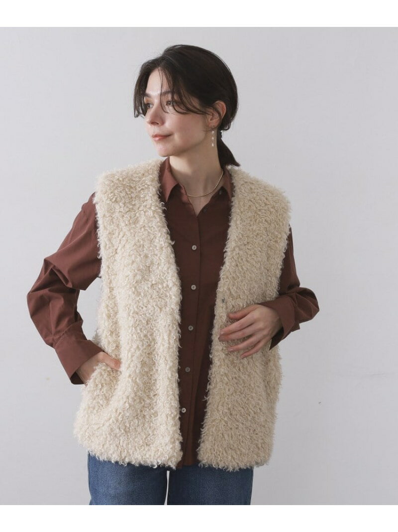 【SALE／30%OFF】カーリーフェイクファーベスト【洗濯機OK】 OPAQUE.CLIP オペークドットクリップ トッ..