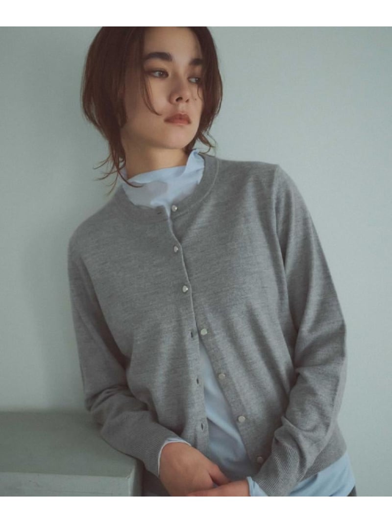 クルーニットカーディガン/エクストラファインメリノウール【THEシリーズ/洗濯機OK】《6col/S~LL》 OPAQUE.CLIP オペークドットクリップ トップス カーディガン ブラック グレー グリーン レッド ブルー ブラウン【送料無料】[Rakuten Fashion]のサムネイル