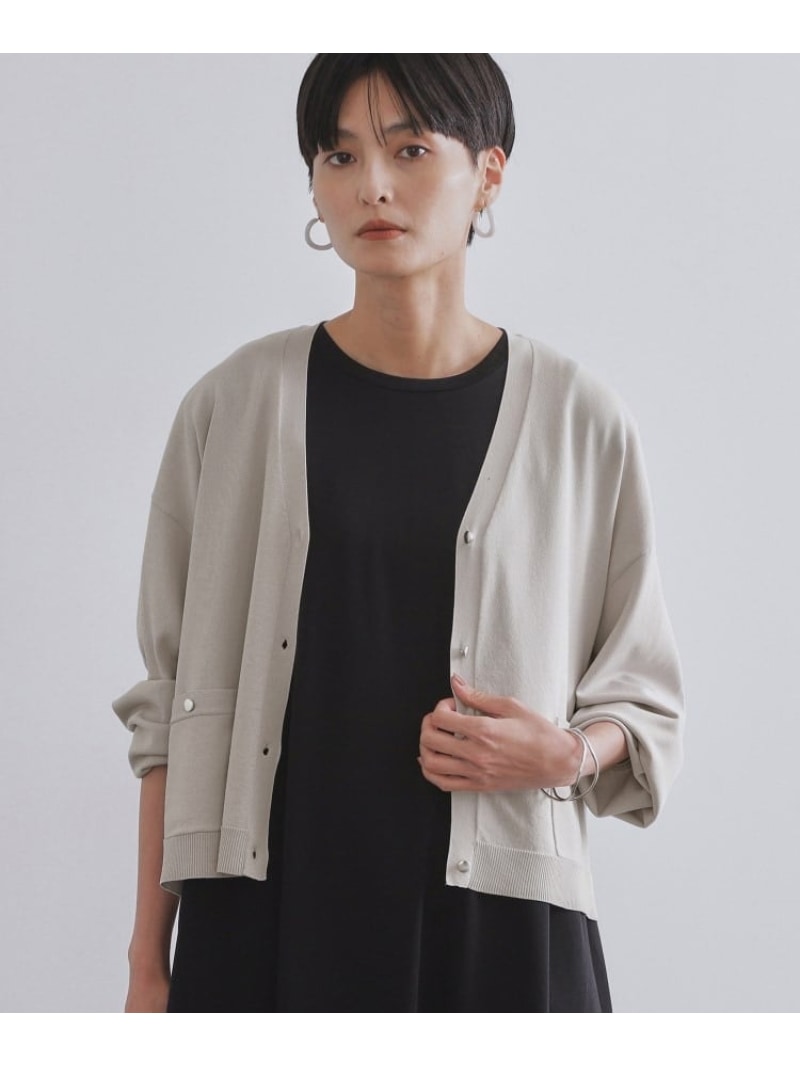 【SALE／60%OFF】リラクシーVネックニットカーディガン【UVケア/接触冷感/洗濯機洗い可/抗ピル】 OPAQUE.CLIP オペークドットクリップ トップス カーディガン オレンジ ブラック【RBA_E】[Rakuten Fashion]