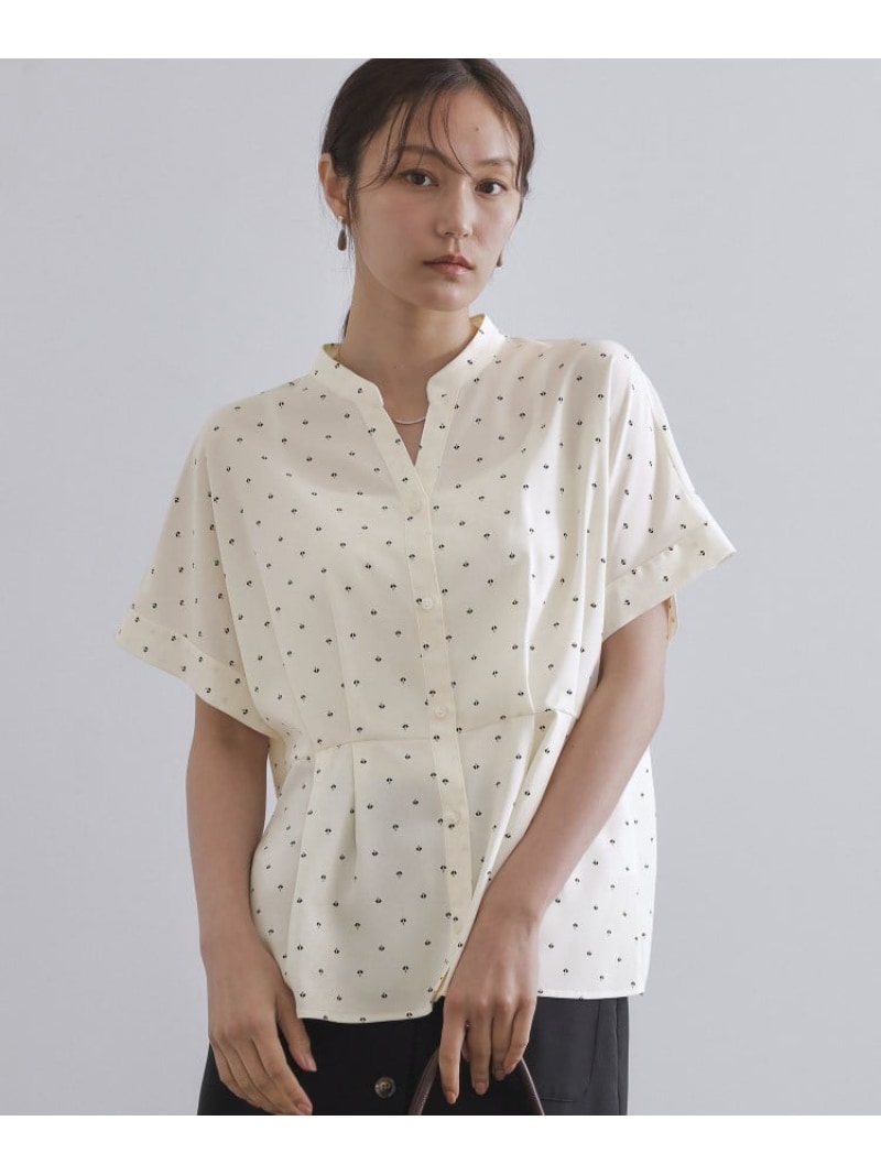 プリントペプラムブラウス【洗濯機洗い可】 OPAQUE.CLIP オペークドットクリップ トップス シャツ・ブラウス ブラック ホワイト グレー【送料無料】[Rakuten Fashion]のサムネイル