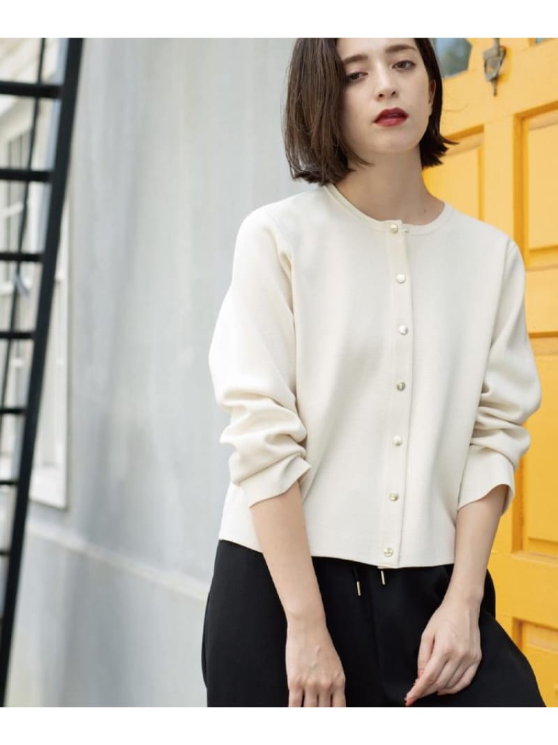 《6色展開/S-LLサイズ》スナップボタンニットカーディガン【UVケア/洗濯機洗い可】 OPAQUE.CLIP オペークドットクリップ トップス カーディガン ブラック グリーン ネイビー ホワイト ワインレッド ブラウン【送料無料】[Rakuten Fashion]のサムネイル