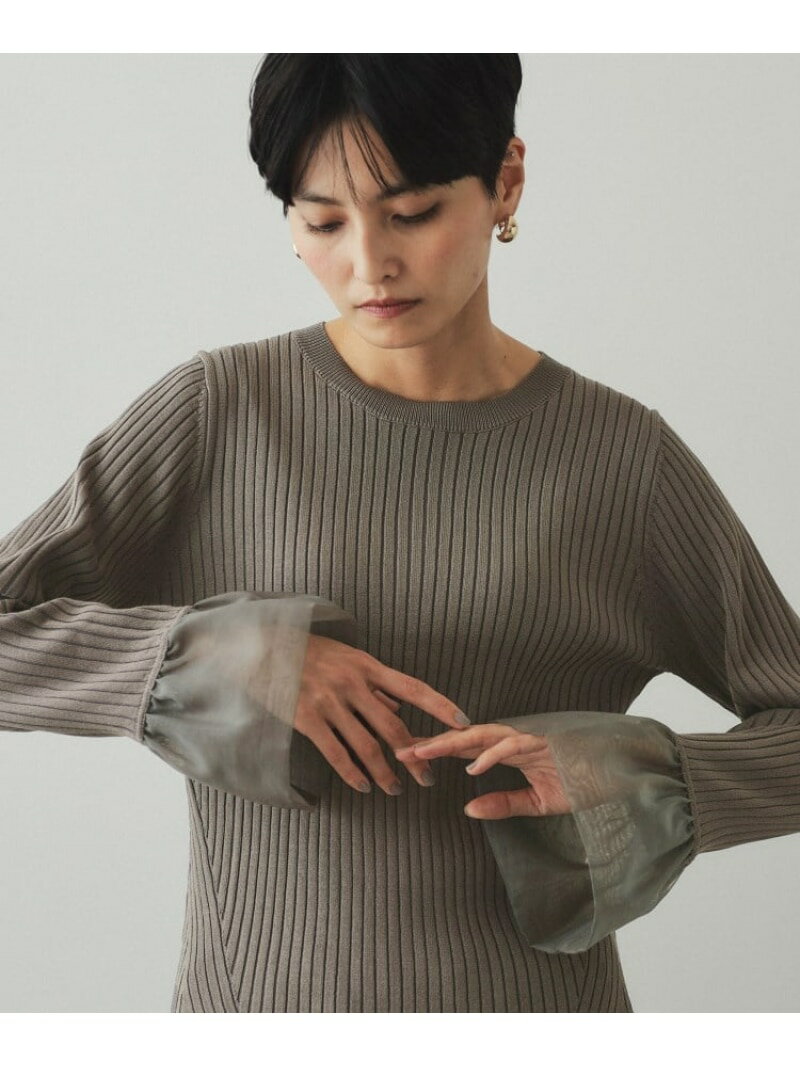 【SALE／40%OFF】バルーンスリーブ リブニット【洗濯機洗い可】 OPAQUE.CLIP オペークドットクリップ トップス ニット グレー ブラック ネイビー【RBA_E】[Rakuten Fashion]のサムネイル