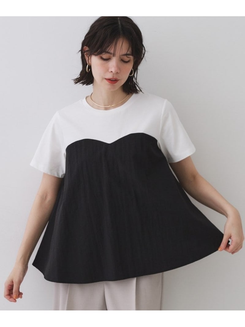 【SALE／30%OFF】ビスチェドッキングカットソー【洗濯機洗い可】 OPAQUE.CLIP オペークドットクリップ トップス カットソー・Tシャツ ブルー ベージュ ブラック【RBA_E】[Rakuten Fashion]のサムネイル