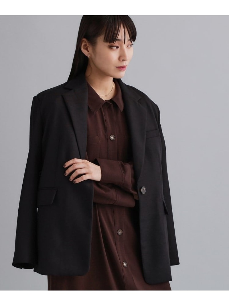 【es】ビッグテーラードジャケット【UVケア/洗濯機OK】 OPAQUE.CLIP オペークドットクリップ ジャケット・アウター テーラードジャケット・ブレザー ブラウン ブラック【送料無料】[Rakuten Fashion]のサムネイル