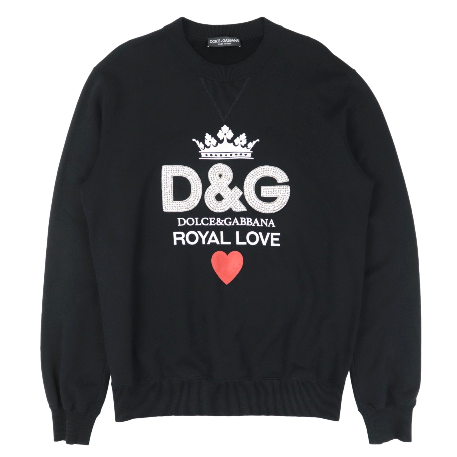 美品 ドルチェアンドガッバーナ D&G クリスタルロゴ スウェット メンズ 黒 50 クラウン ハート トレーナー ROYAL LOVE DOLCE&GABBANA【中古】