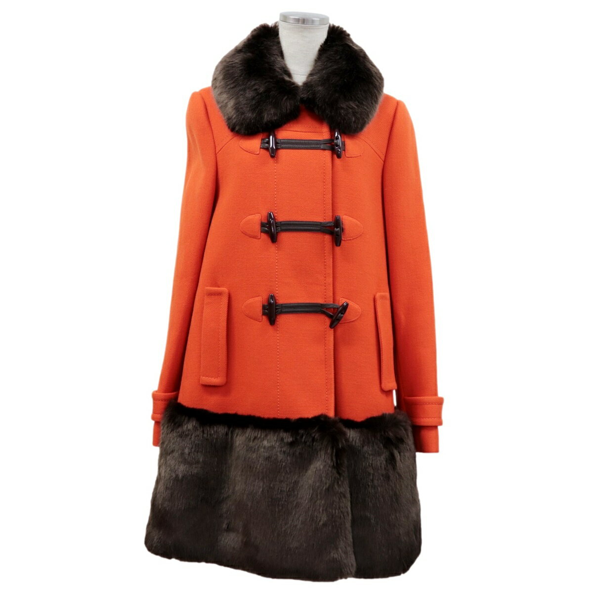 美品 ケイトスペード FLORENCE BROADHURST ALLIE COAT ダッフル コート レディース ウール オレンジ 4 フェイクファー Kate Spade【中古】