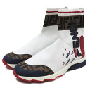 新品同様 フェンディ FILA ロゴマニア ソックス スニーカー メンズ 白 赤 青 ズッカ柄 FENDIMANIA FENDI【中古】