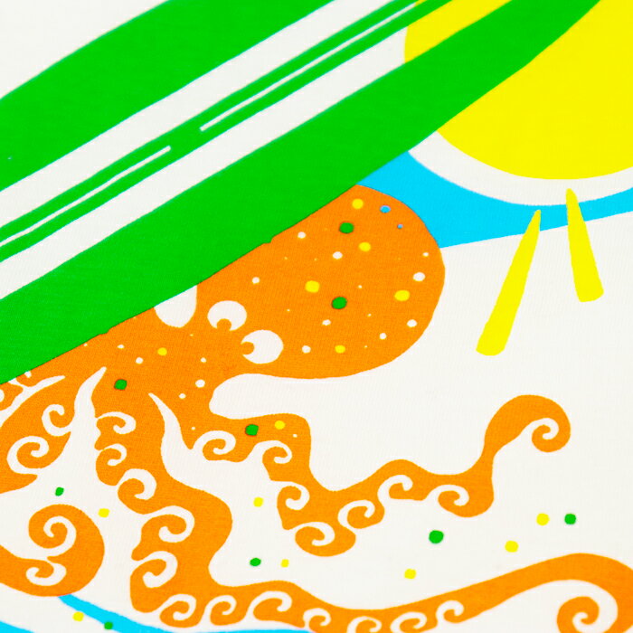 【美品】HERMES エルメス Tシャツ 2023SS Poulp'Watch 半袖 サーフィン ボード オクトパス タコ 太陽 プリント クルーネック コットン100％ トップス メンズ サイズ XXL ホワイト マルチカラー イタリア製【中古】