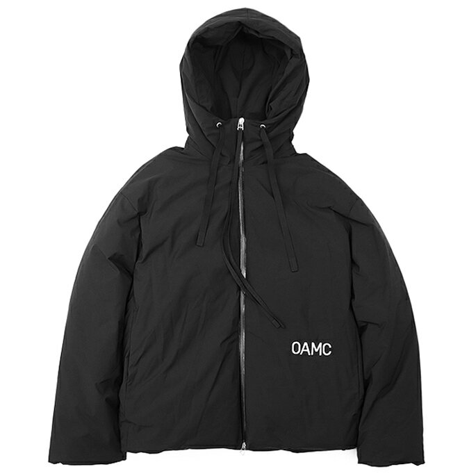 【極美品】OAMC オーエーエムシー パテッドジャケット 2022AW LITHIUM JACKET Peacemaker フーデッド シグネチャー ロゴ 刺繍 ダブルジップ アウター メンズ サイズ L ブラック 黒 イタリア製 22A28OAU63【中古】