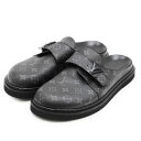 【新品同様】LOUIS VUITTON ルイ・ヴィトン サンダル ミュール LV ロゴ チャーム モノグラム・エクリプス イージーライン レザー シューズ 靴 箱・袋付属 メンズ サイズ 11 ブラック 黒 イタリア製 FD 0231【中古】(4)
