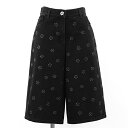 【未使用】CHANEL シャネル ハーフパンツ P75953 カメリア エンボス バミューダ 5P カメリアリベット COCOマーク ロゴ ジップ ワイドシルエ...