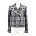 【美品】CHANEL シャネル ジャケット ニット P73124 2022AW COCOマーク モノグラム ボタン キャメル/ウール ジャガード チェック柄 ダ...