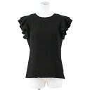 【美品】CHANEL シャネル トップス P38974 ニット ツイード フリル ウール混 サイド ジップ レディース サイズ 40 ブラック 黒 イタリア製 カール・ラガーフェルド期【中古】