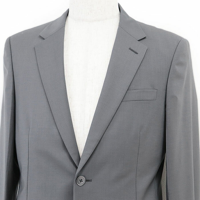【美品】PRADA プラダ スーツ セットアップ 2018年製 テーラード 2B ジャケット スラックス テーパードシルエット ウール/モヘア ハンガー・タグ付属 メンズ サイズ 48R グレー イタリア製 UAF420【中古】