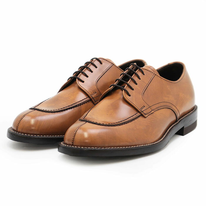SALE【未使用品】REGAL Worth Collection リーガル ワースコレクション シューズ レザー ロゴ Uチップ ダービー 外羽根 レースアップ ドレス 革靴 メンズ サイズ 24.5EE ライトブラウン 薄茶色 日本製【中古】