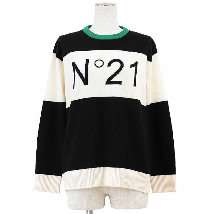 【SALE】N°21 ヌメロ ヴェントゥーノ セーター ニット ロゴ ウール100％ リボン クルーネック ロングス..