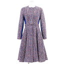【美品】Christian Dior クリスチャン ディオール セットアップ ジャケット スカート マルチWAY コート ワンピース ツイード リブニット 切替 ウール混 クロップド フレア ロングスリーブ 長袖 レディース サイズ FR36 マルチカラー フランス製 4A21804G1140【中古】