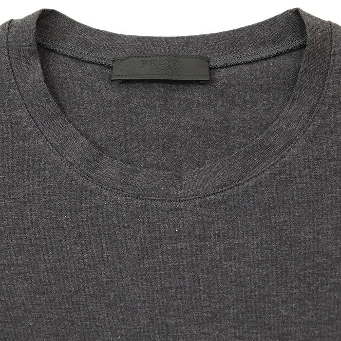 SALE【美品】PRADA プラダ Tシャツ 2010年製 ジップポケット シグネチャー ロゴ タグ クルーネック プルオーバー ショートスリーブ 半袖 ストレッチ ポケT トップス メンズ サイズ M チャコールグレー チュニジア製【中古】