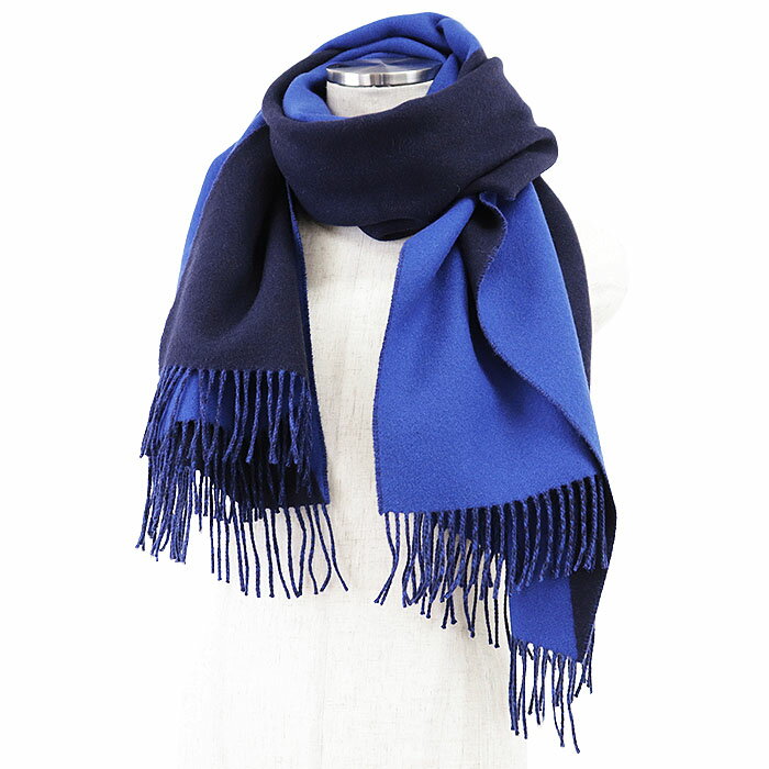 Taro　ダブルフェイスカシミヤマフラーHERMES エルメスリバーシブル 天白】エルメス マフラー ダブルフェイス ネイビー ベージュ