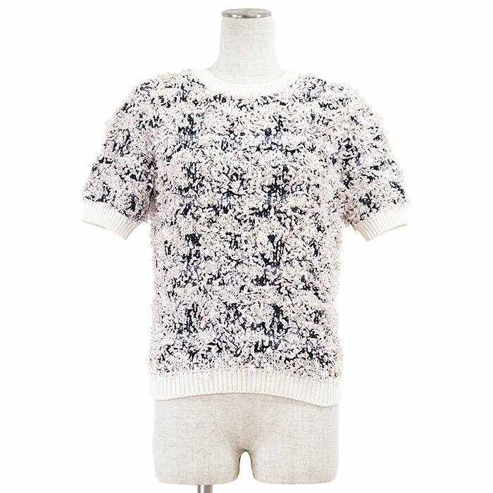 CHANEL シャネル ニット P54043 ミニリボン コンビネーション ローゲージ コットンブレンド ドット プ..