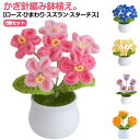 枯れない花 かぎ針編み 2個セット 鉢植え ブーケ 花束 スターチス スズラン ローズ インテリア雑貨 ひまわり 盆栽 鉢花 ハンドメイド ニット編み 卓上 フ...