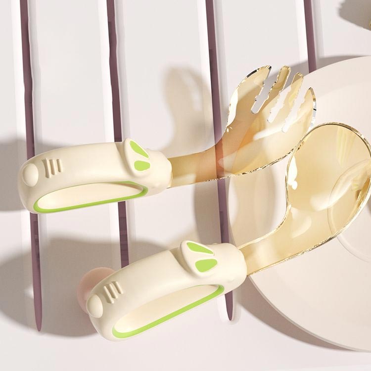 食器セット 赤ちゃん 握りやすい 自分で持つ 喉突き防止 2点セット フォーク ベビ...