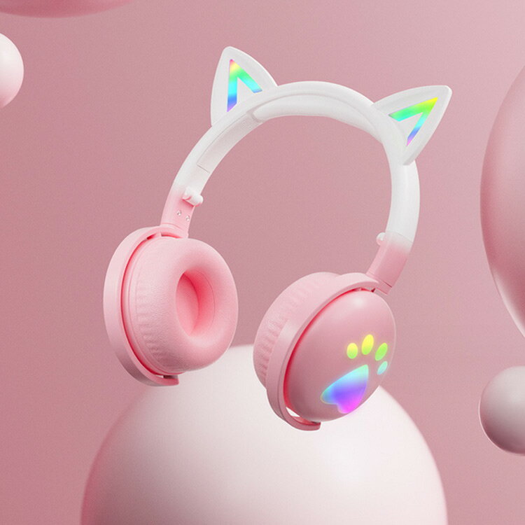 長時間連続再生 有線&無線兼用 5.3 かわいい Bluetooth ヘッドセット ヘッドホン 軽量 有線 ワイヤレスヘッドフォン 密閉型 LEDライト付き 通話 マイク付き 猫耳 光る TFカード ゲーミングヘッドホン テレビ ゲーム 音楽 iPhone Android PC 子供 ギフト 高音質 2