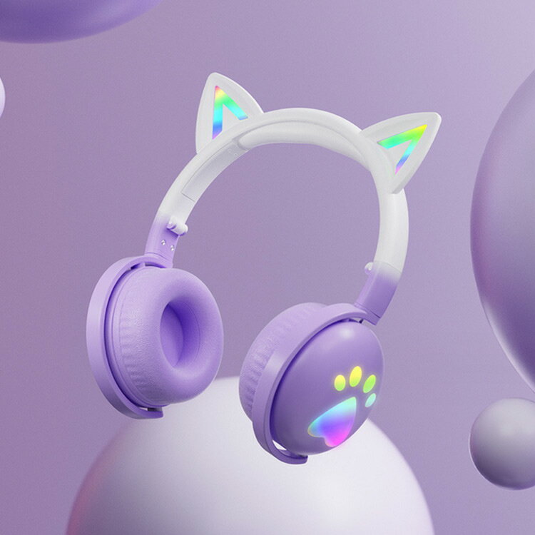 長時間連続再生 有線&無線兼用 5.3 かわいい Bluetooth ヘッドセット ヘッドホン 軽量 有線 ワイヤレスヘッドフォン 密閉型 LEDライト付き 通話 マイク付き 猫耳 光る TFカード ゲーミングヘッドホン テレビ ゲーム 音楽 iPhone Android PC 子供 ギフト 高音質 3