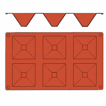 ● 耐冷・耐熱/-50℃～250℃でフリーザーやオーブンでの調理に驚く程の威力を発揮します。 ● 食品適合シリコン製で、油を付けなくても抜群の型離れ。 ● ベーキングトレイガストロノームサイズには3枚、ベーキングトレイフレンチサイズには4枚ならべられる様に作られています。 【本体寸法】300mm×175mm 【出来上がり寸法】70mm×70mm×高さ40mm ●ノンスティック効果で洗浄も簡単、四隅の穴が乾燥、収納に大変便利です。 ●ベーキングトレイガストロノームサイズ1/1にガストロフレックスを3枚セットする事ができます。 ●ベーキングトレイフレンチサイズにガストロフレックスを4枚セットする事ができます。 店舗用識別コード：7421700