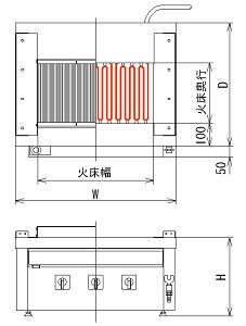 ヒゴグリラー ステーキ用グリラータイプ 3P-210CS【代引き不可】【業務用】【焼台】【網焼きステーキ】【鉄板焼】【グリドル】【下火】【ハンバーグ】【バーベキュー】【サーモンステーキ】