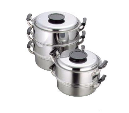 18-0 プレス丸型蒸器 29cm 2段【業務用】 【業務用蒸し器 スチーマー せいろ セイロ 蒸篭】