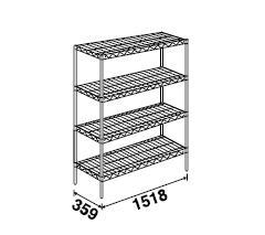 ステンレス エレクター シェルフ SAS シリーズセット (奥行360mm) SAS1520・PS1590 4段【代引き不可】【厨房用ラック 調理場用棚 収納棚】【組立式】【業務用】 [2]