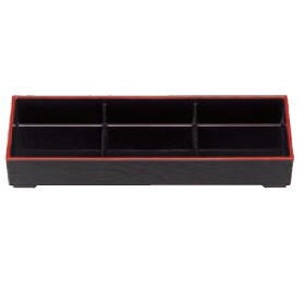Large Bowl - A大寿弁当用 3ツ仕切 黒渕朱 1-376-8【弁当箱】【松花堂弁当】【松花堂】【お弁当】【業務用】