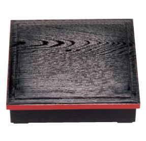 A8.5寸木目松花堂 黒渕朱(仕切別) 1-245-7【弁当箱】【松花堂弁当】【松花堂】【お弁当】【業務用】