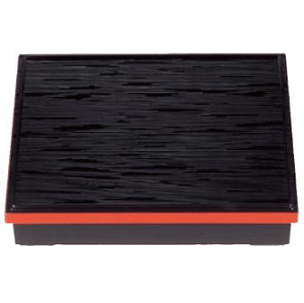 Lacquer Ware - A尺1寸長手ヘギ目 松花堂 黒渕朱(仕切別) 1-240-5【弁当箱】【松花堂弁当】【松花堂】【お弁当】【業務用】