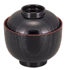 Other - A 桐木目小吸椀 黒内朱 1-178-16【吸い物椀】【宴会用】【汁椀】【お味噌汁用】【お吸い物用】【業務用】