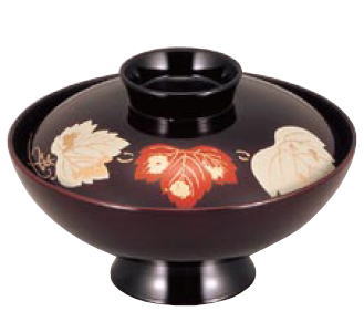 Other - A 4.5寸小槌吸椀 溜ツタ 1-184-8【吸い物椀】【宴会用】【汁椀】【お味噌汁用】【お吸い物用】【業務用】