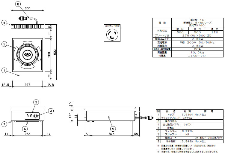 マルゼン IH式 電磁調理器《IHクリーンコンロ》 MIH-L02HC【代引き不可】【業務用 電磁調理器】【IHコンロ】【IH調理機】【業務用】